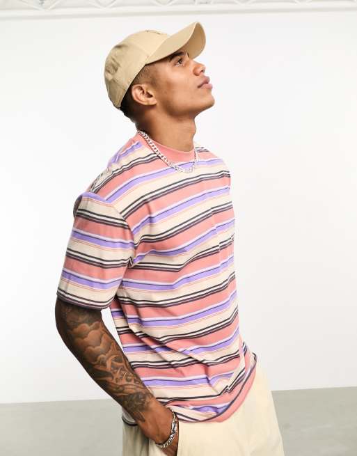ASOS DESIGN - T-shirt comoda a righe multicolore
