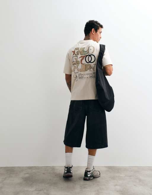 ASOS DESIGN - T-shirt comoda beige con scritta Kyoto scarabocchiata, 4 di 5