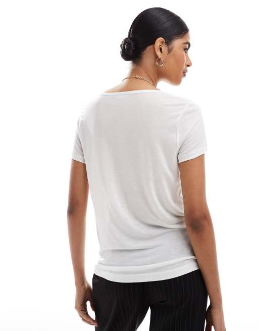 ASOS DESIGN - T-shirt comoda bianca con scollo a V , 4 di 4