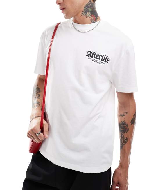 ASOS DESIGN - T-shirt comoda bianca con stampa di drago sul retro, 4 di 4