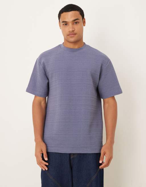 ASOS DESIGN - T-shirt comoda blu navy testurizzata