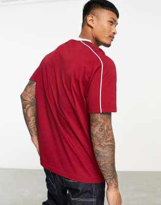 T-shirt comoda bordeaux con profili e stampa di città sul petto-Rosso - ASOS DESIGN T-shirt donna  - immagine1