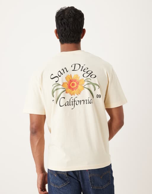 ASOS DESIGN - T-Shirt comoda color latticello con grafica 