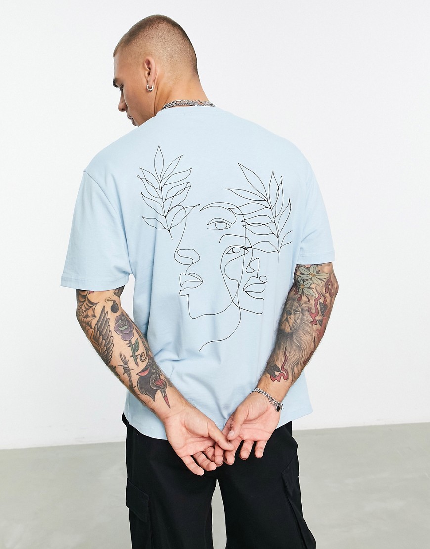 T-Shirt comoda con disegno stilizzato astratto sul retro blu - ASOS DESIGN T-shirt donna  - immagine3