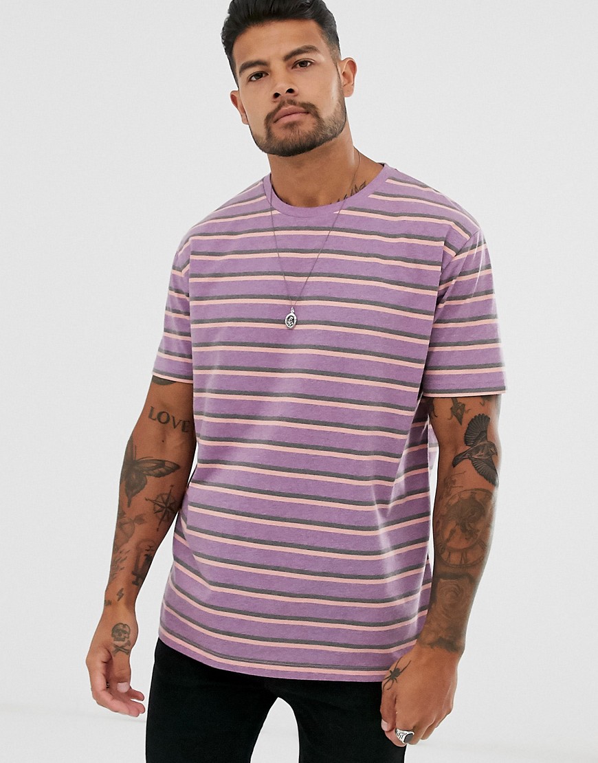 ASOS DESIGN - T-shirt comoda con righe viola rétro-Multicolore