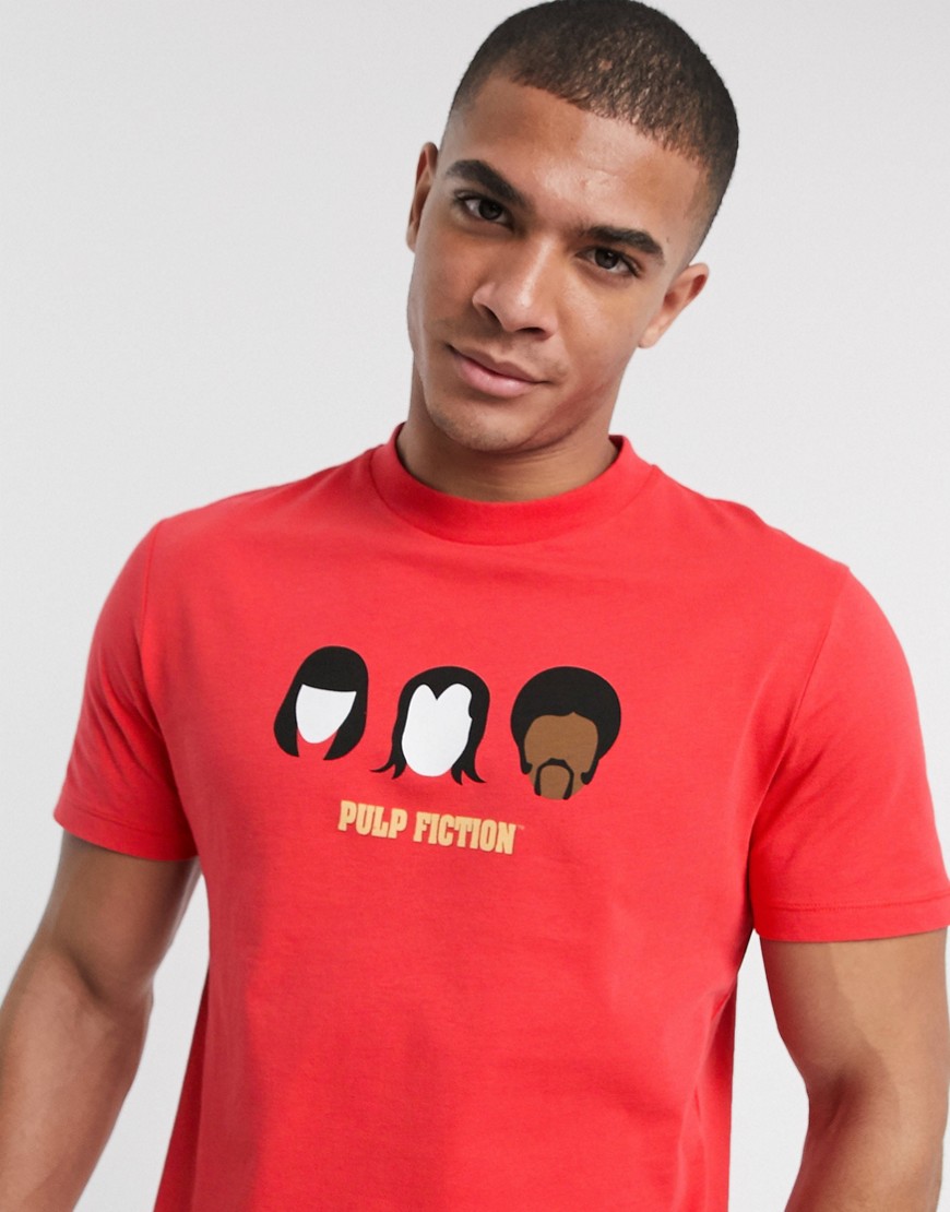 ASOS DESIGN - T-shirt comoda con stampa Pulp Fiction sul petto-Rosso