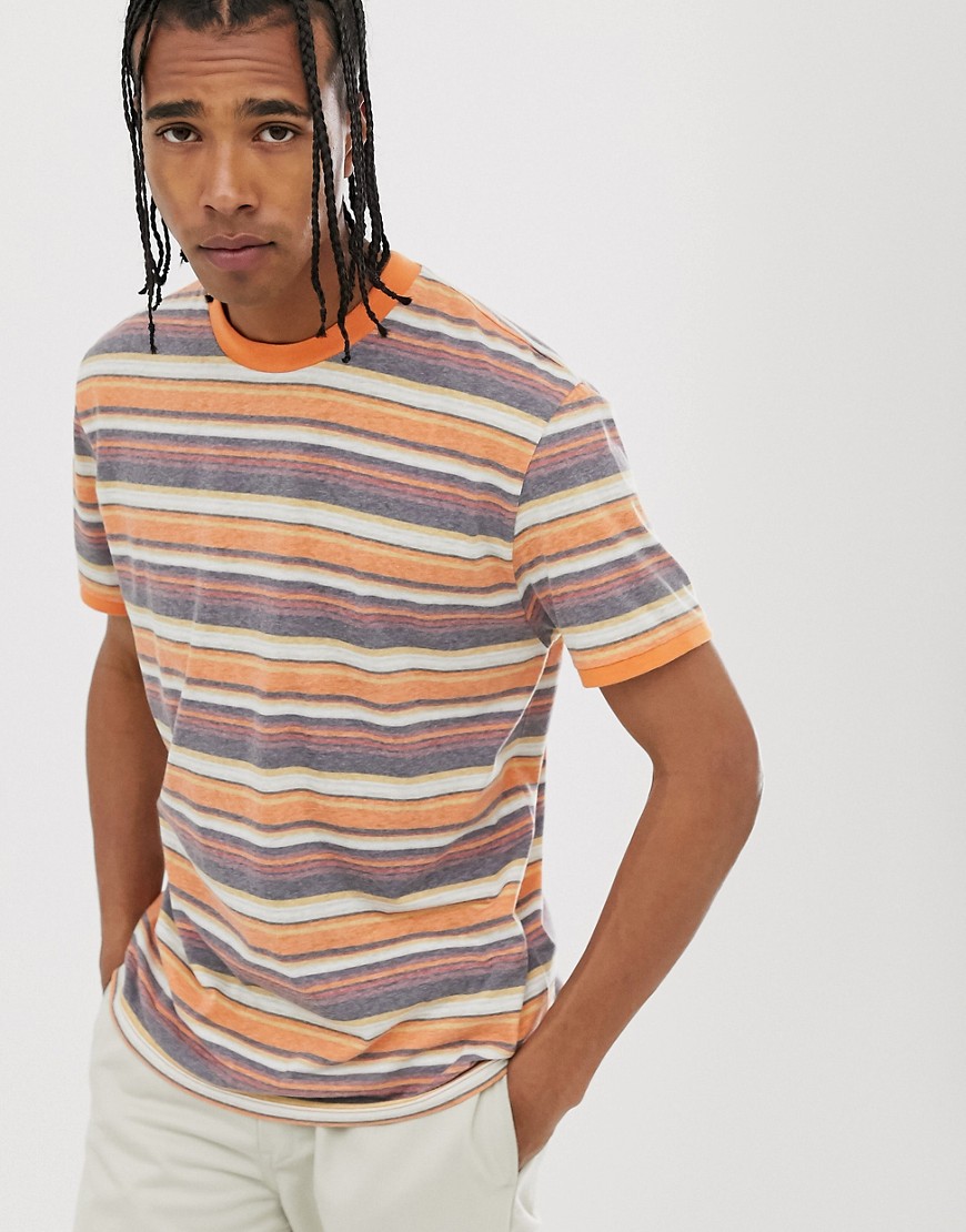 ASOS DESIGN - T-shirt comoda effetto lino con righe rétro-Bianco