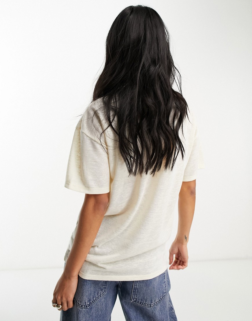 T-shirt comoda girocollo testurizzata color crema-Bianco - ASOS DESIGN T-shirt donna  - immagine1