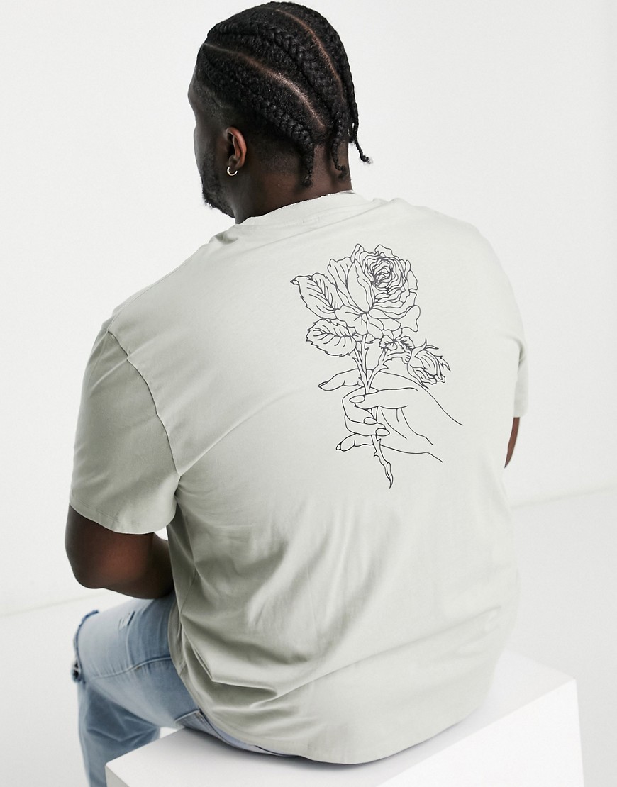 T-shirt comoda grigia con stampa di fiore sulla schiena-Grigio - ASOS DESIGN T-shirt donna  - immagine2