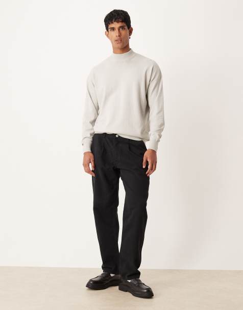 ASOS DESIGN - T-shirt comoda grigio chiaro mélange in maglia a maniche lunghe con collo alto - view 1