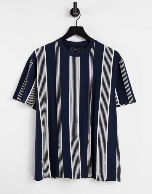 ASOS DESIGN - T-shirt comoda in cotone blu navy a righe  