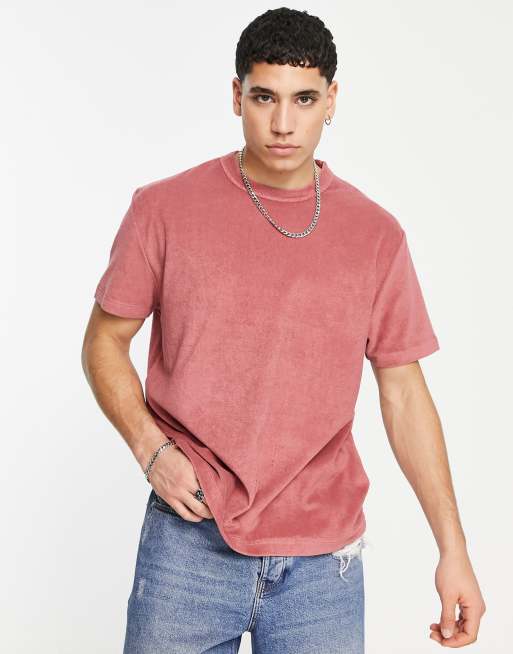 ASOS DESIGN - T-shirt comoda in spugna rosa