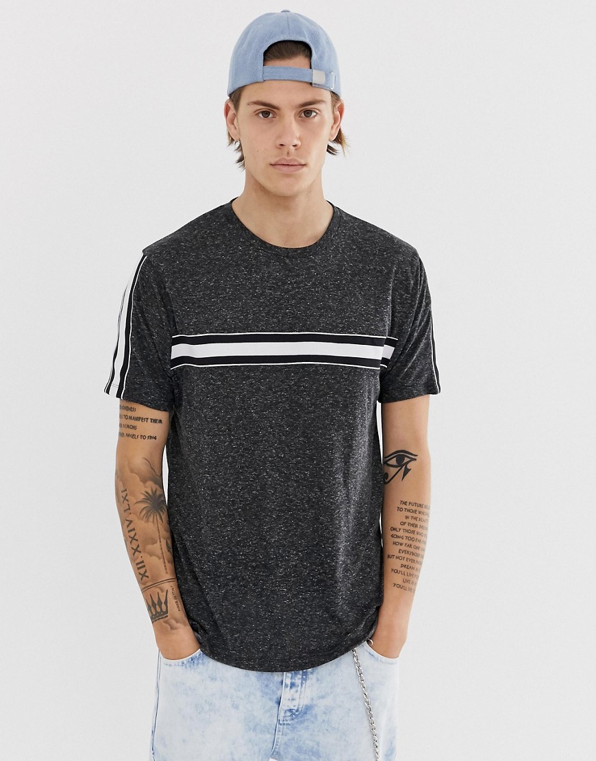 ASOS DESIGN - T-shirt comoda in tessuto effetto lino con fettuccia a contrasto-Nero