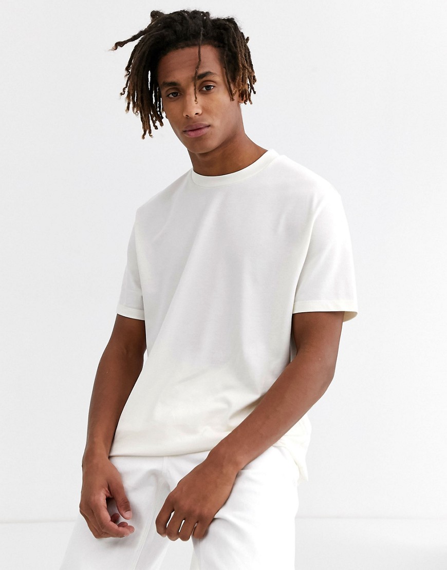 ASOS DESIGN - T-shirt comoda in tessuto organico piqué bianco sporco