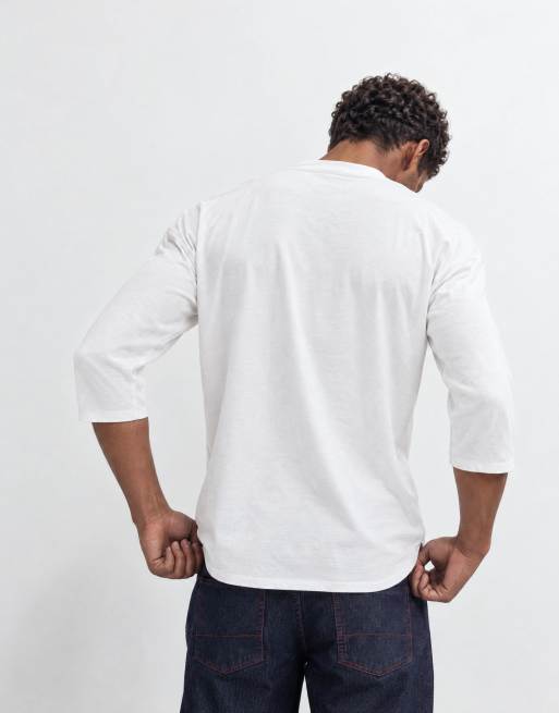 ASOS DESIGN T-shirt comoda lunghezza 3/4 con fondo arrotondato bianca, 8 di 9