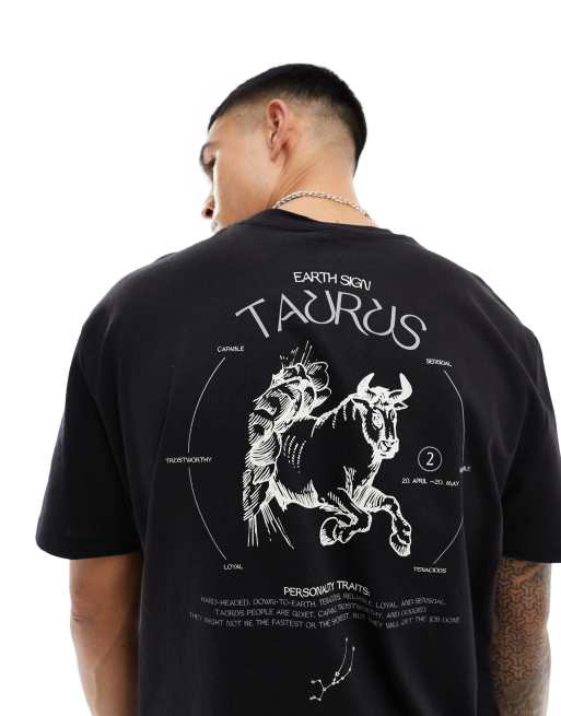 ASOS DESIGN - T-shirt comoda nera con stampa celestiale sul retro, 3 di 4