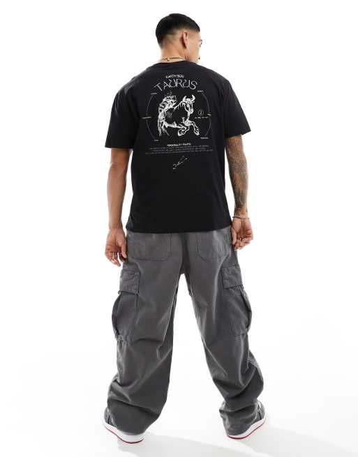 ASOS DESIGN - T-shirt comoda nera con stampa celestiale sul retro, 4 di 4