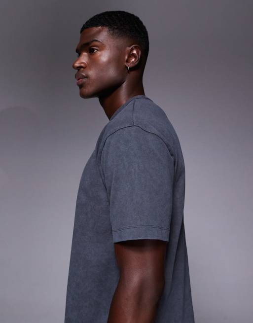 ASOS DESIGN - T-shirt comoda nero slavato con stampa "High Build City" , 4 di 5