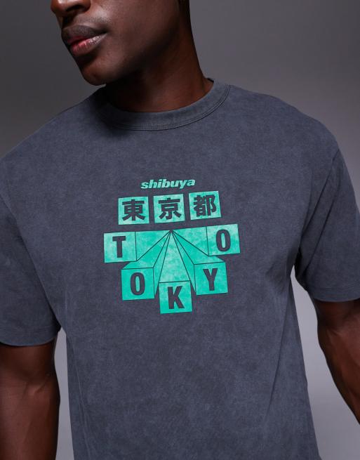 ASOS DESIGN - T-shirt comoda nero slavato con stampa "High Build City" , 5 di 5