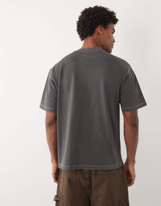 ASOS DESIGN - T-shirt comoda pesante antracite slavato con tasca, 5 di 5