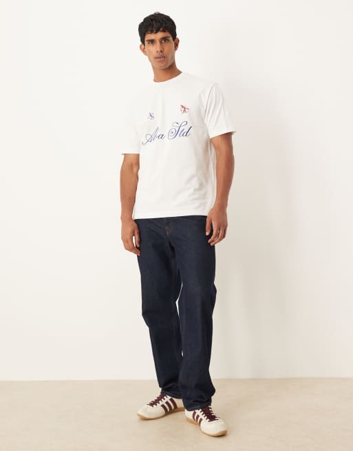 ASOS DESIGN - T-shirt comoda pesante bianco sporco con stampa, 2 di 5