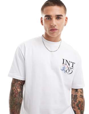 ASOS DESIGN - T-shirt comoda pesante da 240 gsm bianca con stampa sul petto