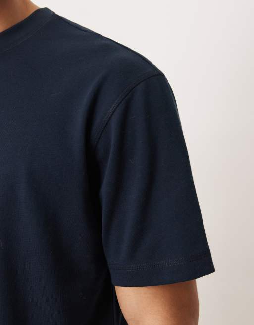 ASOS DESIGN - T-shirt comoda pesante in cotone spazzolato blu navy, 5 di 5