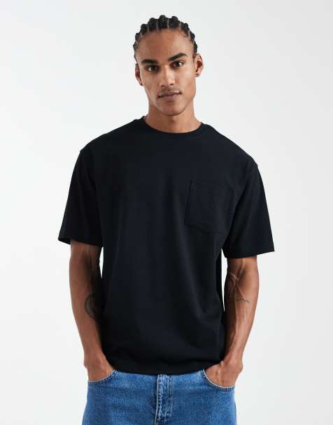 ASOS DESIGN - T-shirt comoda pesante nera con tasca - view 1