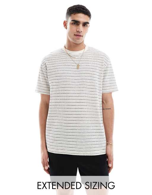 ASOS DESIGN - T-shirt comoda testurizzata a righe