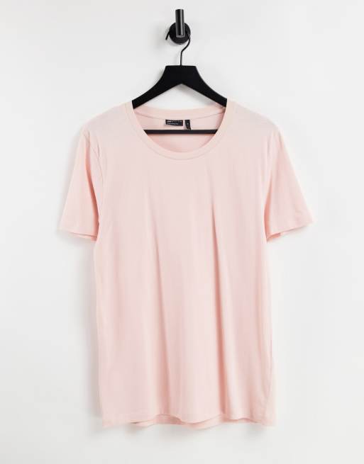 ASOS DESIGN - T-shirt con scollo rotondo, colore rosa chiaro