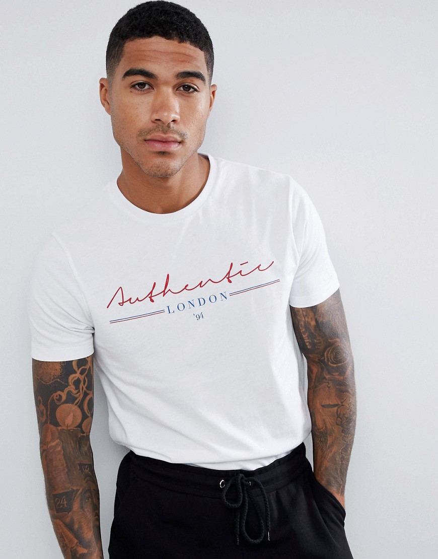 ASOS DESIGN - T-shirt con scritta London-Bianco