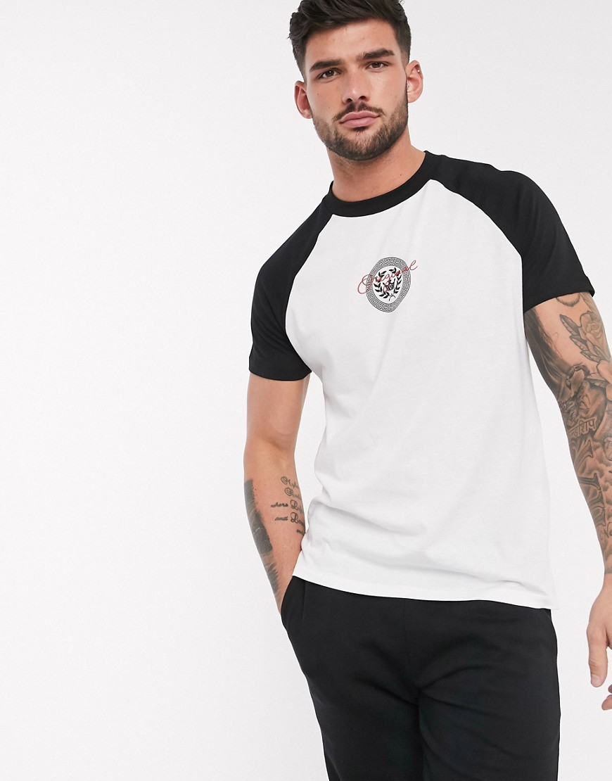 ASOS DESIGN - T-shirt con scritta Original e maniche raglan-Bianco