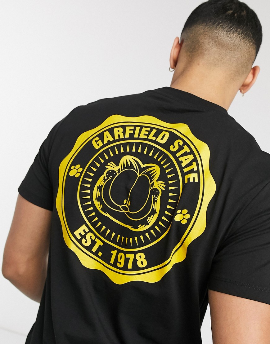 ASOS DESIGN - T-shirt con stampa di Garfield sul retro-Nero