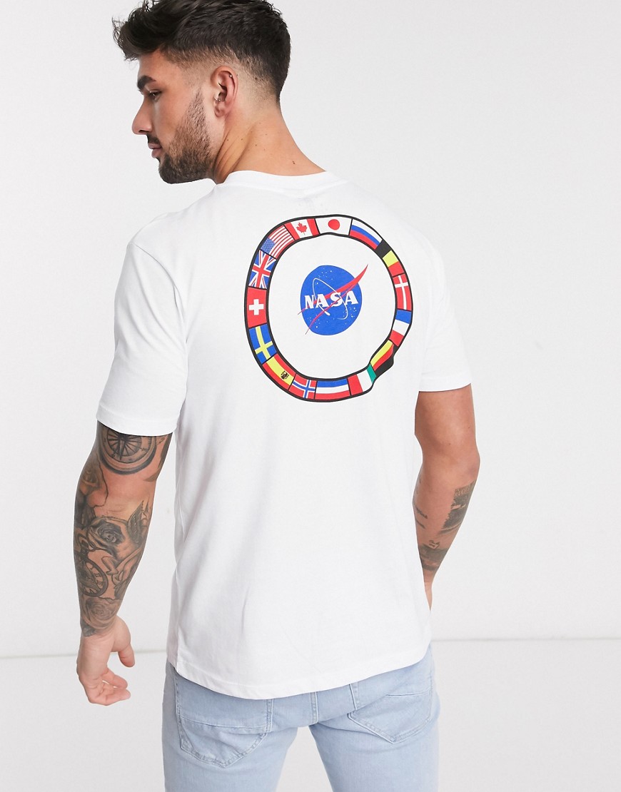 ASOS DESIGN - T-shirt con stampa Nasa sul retro-Bianco