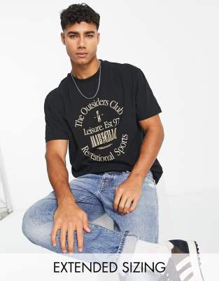 ASOS DESIGN - T-shirt con stampa "Outdoors Club" sul davanti, colore nero - view 1