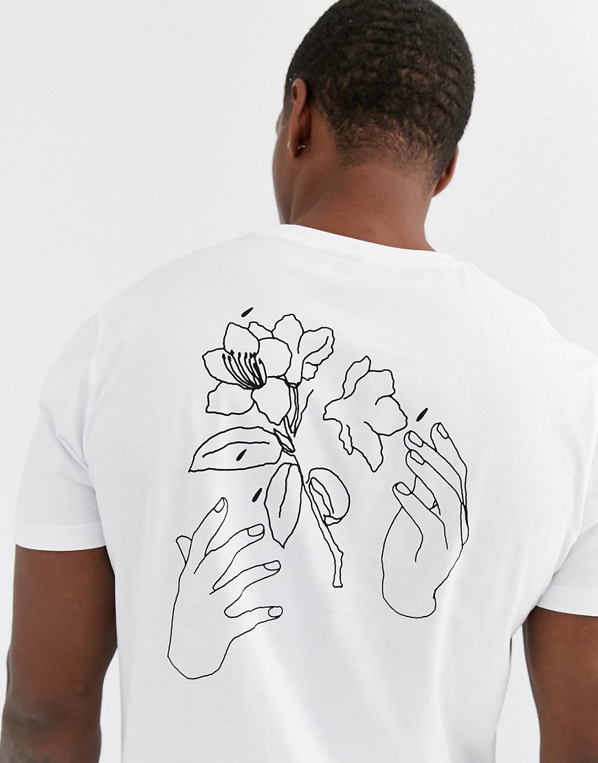 ASOS DESIGN - T-shirt con stampa stilizzata sul retro-Bianco