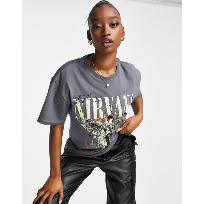 Donna T-shirt e Canotte DESIGN - T-shirt con stampa sul del gruppo Nirvana, colore antracite 