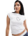 ASOS DESIGN - T-shirt corta avorio con stampa con medaglione a forma di cuore