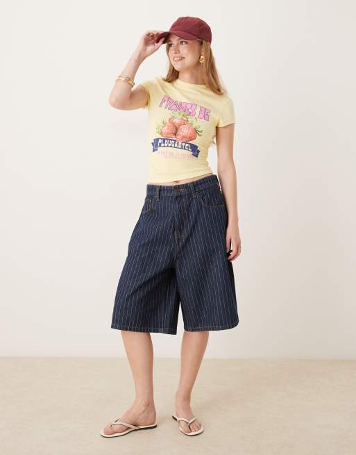 ASOS DESIGN - T-shirt corta gialla con stampa di fragola, 2 di 4