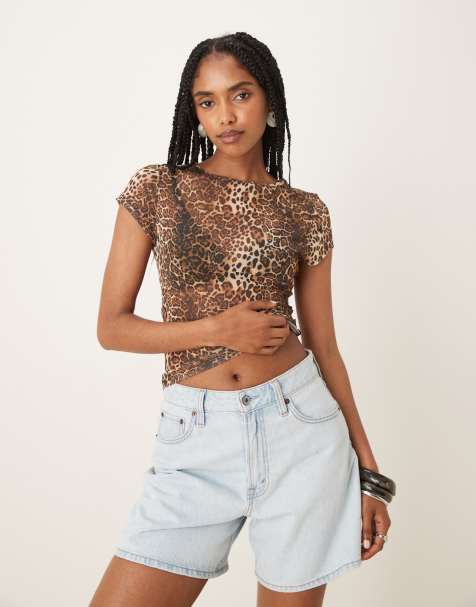 ASOS DESIGN - T-shirt corta in tessuto a rete con stampa animalier - view 1