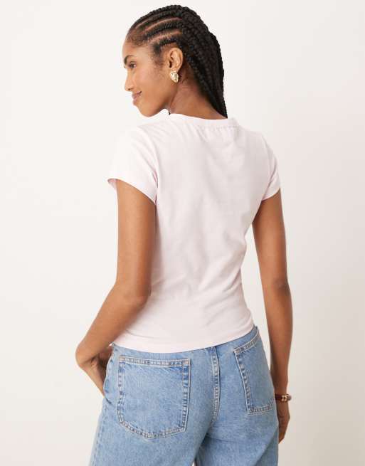 ASOS DESIGN - T-shirt corta rosa con stampa "Girl Dinner", 3 di 4