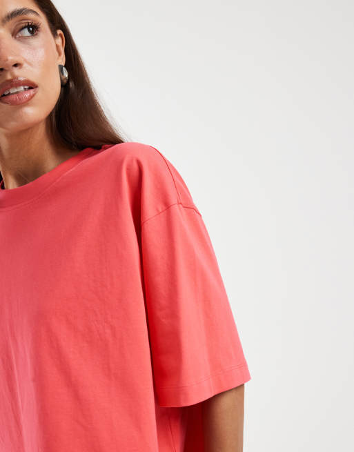 ASOS DESIGN - T-shirt corta squadrata color corallo, 3 di 4