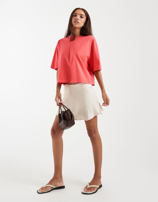 ASOS DESIGN - T-shirt corta squadrata color corallo, 4 di 4