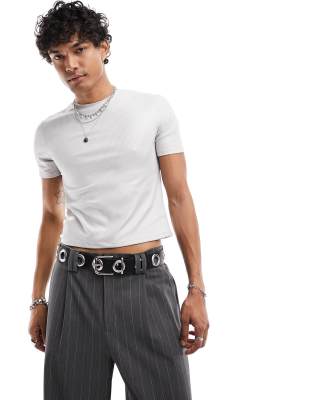 ASOS DESIGN - T-shirt côtelé coupe moulante côtelé à paillettes-Vert