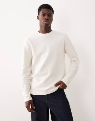 ASOS DESIGN - T-shirt côtelé doux coupe ajustée à manches longues - Blanc