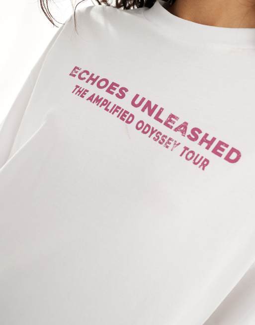 ASOS DESIGN - T-shirt coupe boyfriend avec imprimé rock - Blanc/rose, 4 de 4