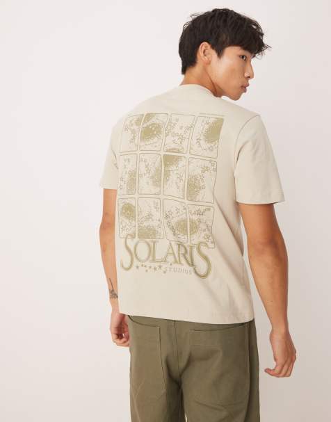 ASOS DESIGN - T-shirt coupe carrée à motif céleste - Beige - view 1