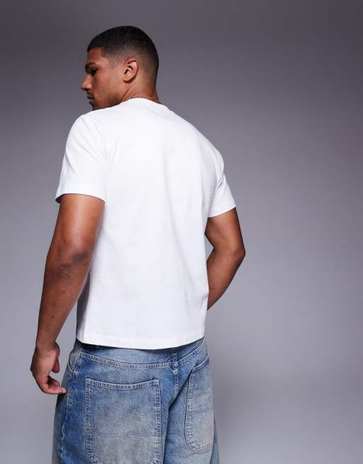 ASOS DESIGN - T-shirt coupe carrée avec imprimé style sport - Blanc, 3 de 4