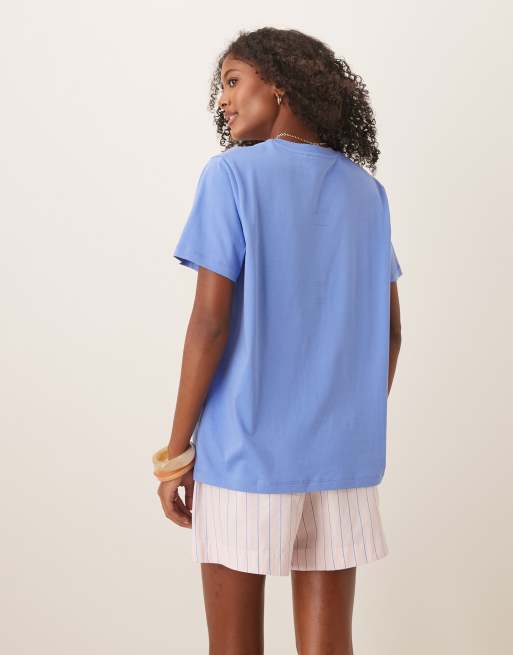 ASOS DESIGN - T-shirt coupe carrée avec motif Es Vedra et soleil - Bleu, 3 de 4