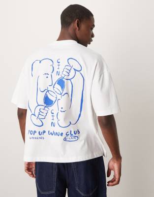 ASOS DESIGN - T-shirt coupe carrée oversize à imprimé style bande dessinée - Blanc